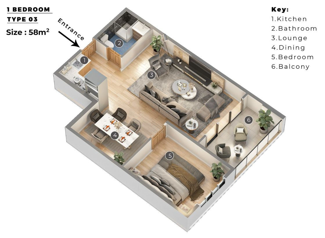 1 Bedroom Type 3